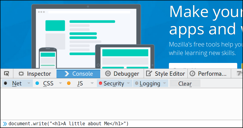 screenshot of console image